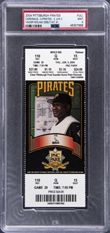 2004 Pittsburgh Pirates/St. Louis Cardinals Fullt Ticket From Yadier Molinas MLB Debut & First Hit - PSA MINT 9